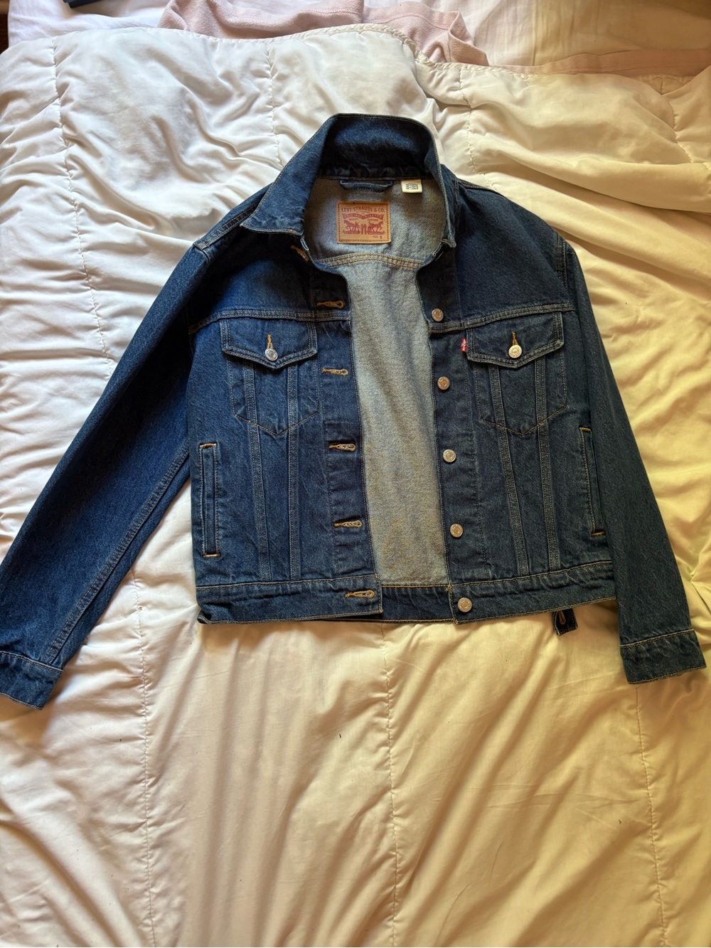 Levi's Light Blue Denim Jacket with Tan Leather Patch
